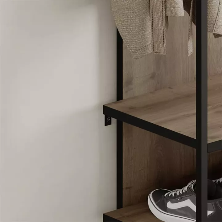 Έπιπλο εισόδου Archy Megapap από μελαμίνη - μέταλλο χρώμα ανοιχτό καρυδί 53x31,7x180εκ.