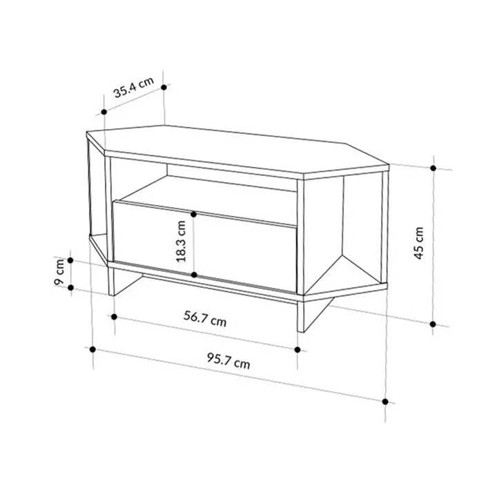 Έπιπλο τηλεόρασης γωνιακό Viva Megapap χρώμα ανοιχτό καρυδί 95,7x35,4x45εκ.