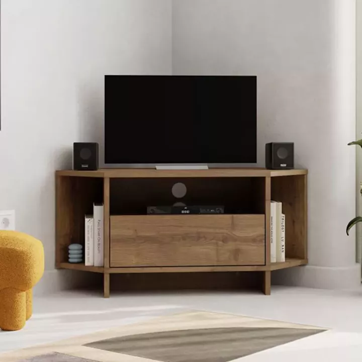 Έπιπλο τηλεόρασης γωνιακό Viva Megapap χρώμα ανοιχτό καρυδί 95,7x35,4x45εκ.