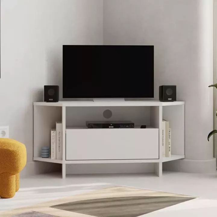 Έπιπλο τηλεόρασης γωνιακό Viva Megapap χρώμα λευκό 95,7x35,4x45εκ.