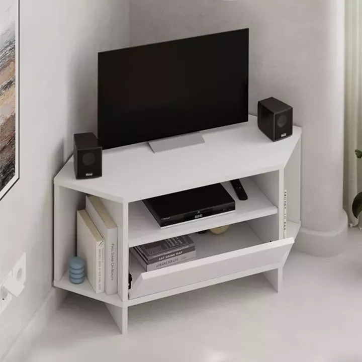 Έπιπλο τηλεόρασης γωνιακό Viva Megapap χρώμα λευκό 95,7x35,4x45εκ.