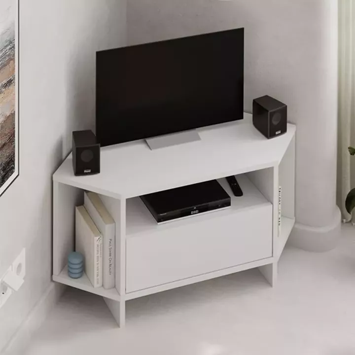 Έπιπλο τηλεόρασης γωνιακό Viva Megapap χρώμα λευκό 95,7x35,4x45εκ.