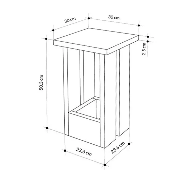 Τραπεζάκι βοηθητικό Tasos Megapap χρώμα λευκό 30x30x50,3εκ.