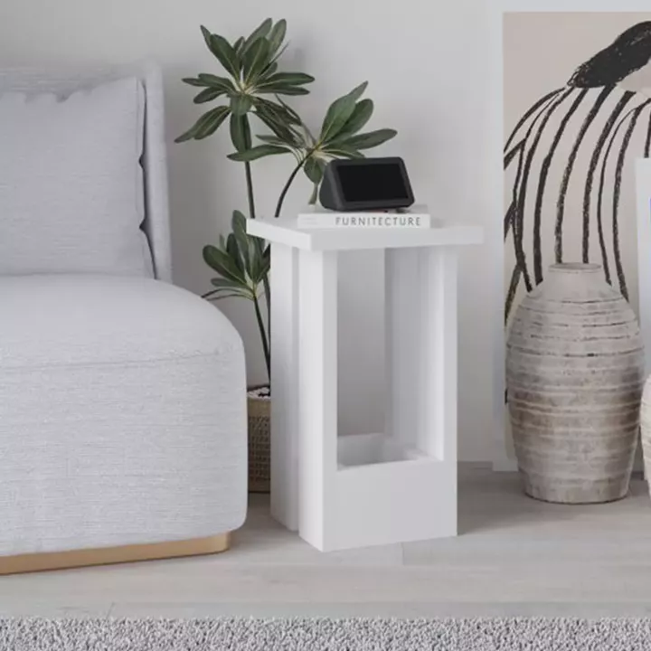 Τραπεζάκι βοηθητικό Tasos Megapap χρώμα λευκό 30x30x50,3εκ.