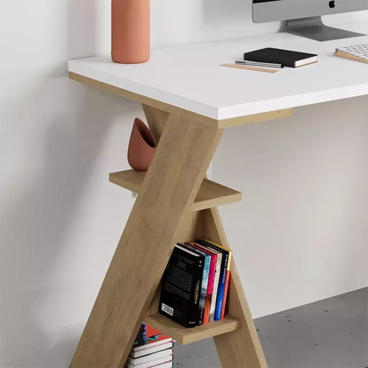 Γραφείο εργασίας Papillon Megapap χρώμα sapphire oak - λευκό 137x60x75εκ