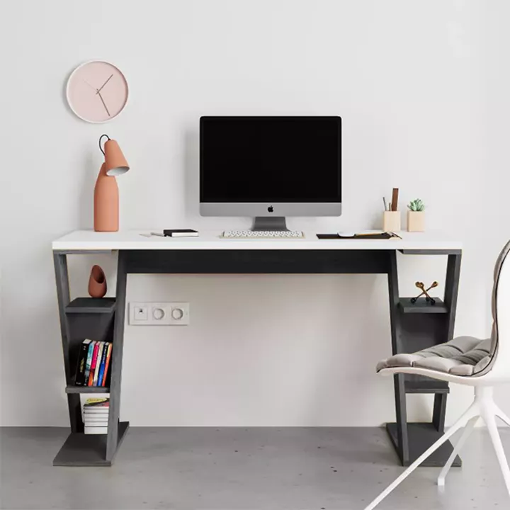 Γραφείο εργασίας Papillon Megapap χρώμα ανθρακί - λευκό 137x60x75εκ