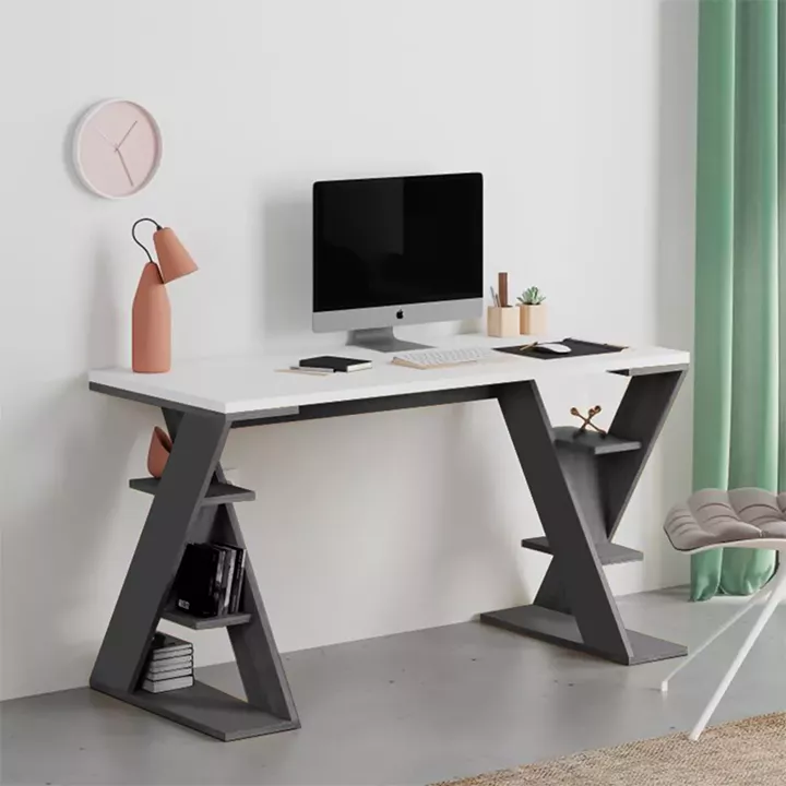 Γραφείο εργασίας Papillon Megapap χρώμα ανθρακί - λευκό 137x60x75εκ