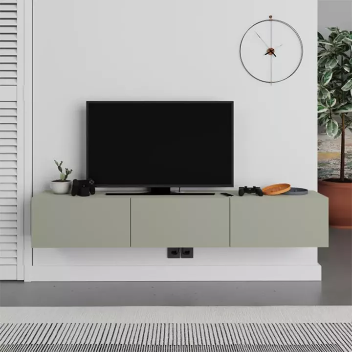 Έπιπλο τηλεόρασης επιτοίχιο Francy Megapap χρώμα ash green 180x30x30εκ.