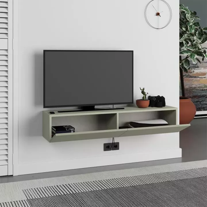 Έπιπλο τηλεόρασης επιτοίχιο Francy Megapap χρώμα ash green 135x31,7x25εκ.