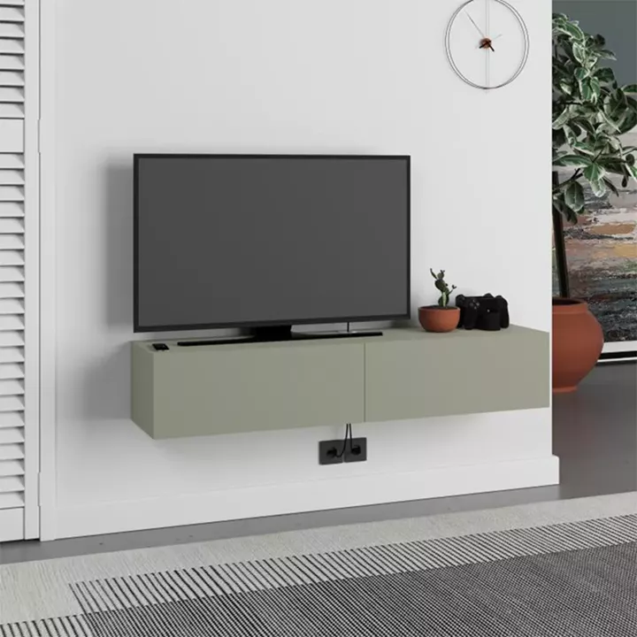 Έπιπλο τηλεόρασης επιτοίχιο Francy Megapap χρώμα ash green 135x31,7x25εκ.