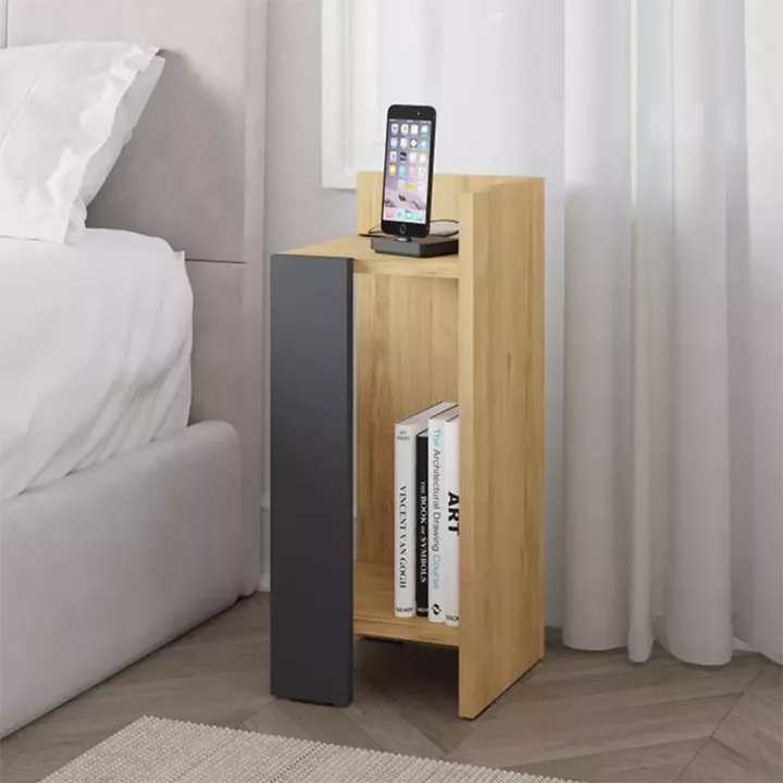 Κομοδίνο Elos Megapap δεξί χρώμα sapphire oak - ανθρακί 25x27x60εκ.