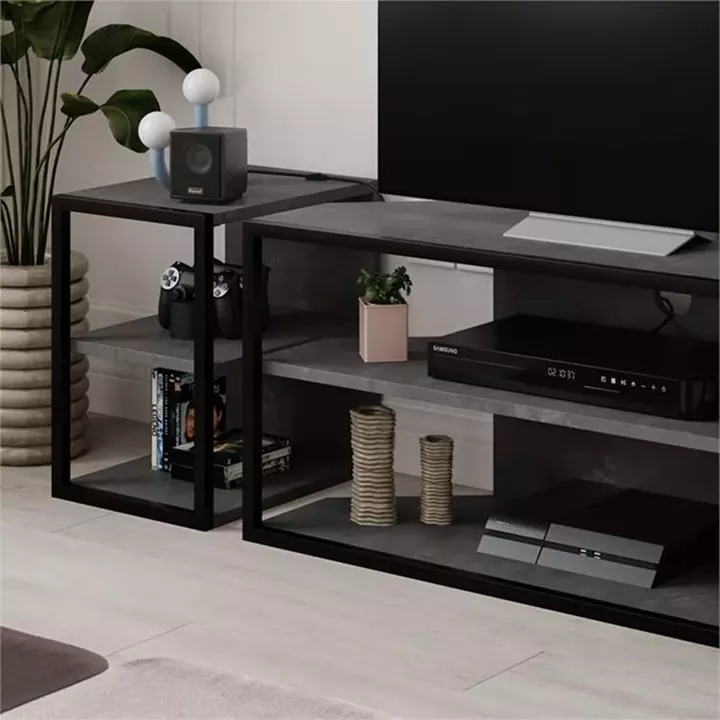 Έπιπλο τηλεόρασης γωνιακό Echo Megapap χρώμα γκρι ρετρό 98x37x45εκ.