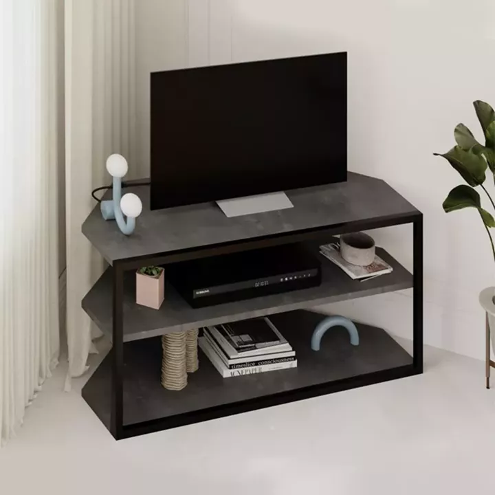 Έπιπλο τηλεόρασης γωνιακό Echo Megapap χρώμα γκρι ρετρό 98x37x45εκ.