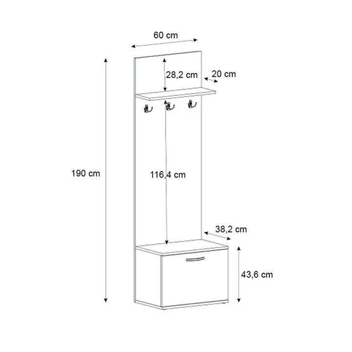 Έπιπλο εισόδου Track Megapap χρώμα καρυδί 60x38,2x190εκ.