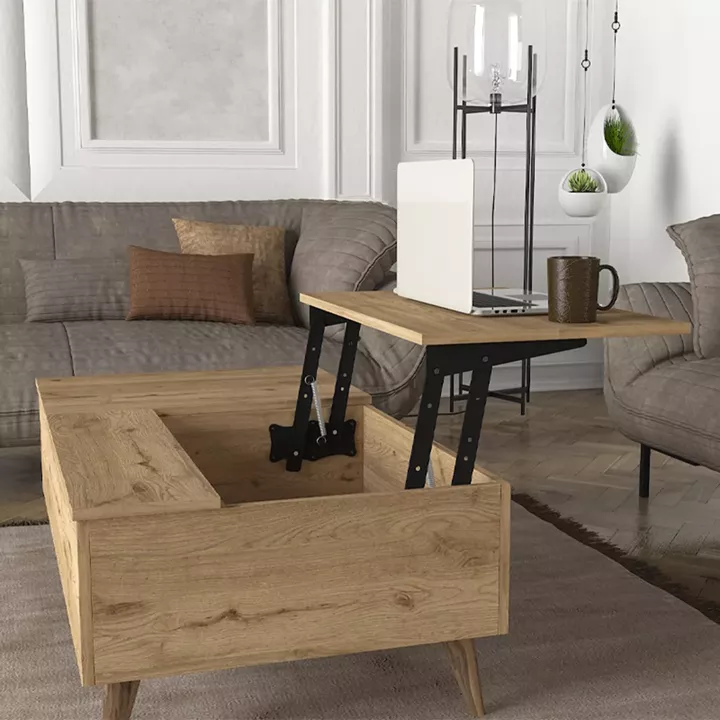 Τραπεζάκι σαλονιού Roy Megapap με σερβιτόρο χρώμα sepet oak 121x69x40εκ.