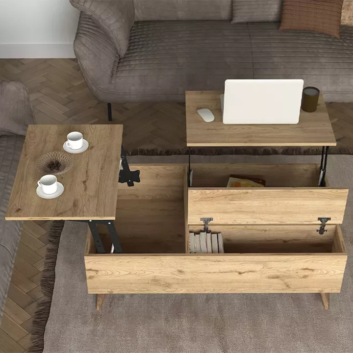 Τραπεζάκι σαλονιού Roy Megapap με σερβιτόρο χρώμα sepet oak 121x69x40εκ.