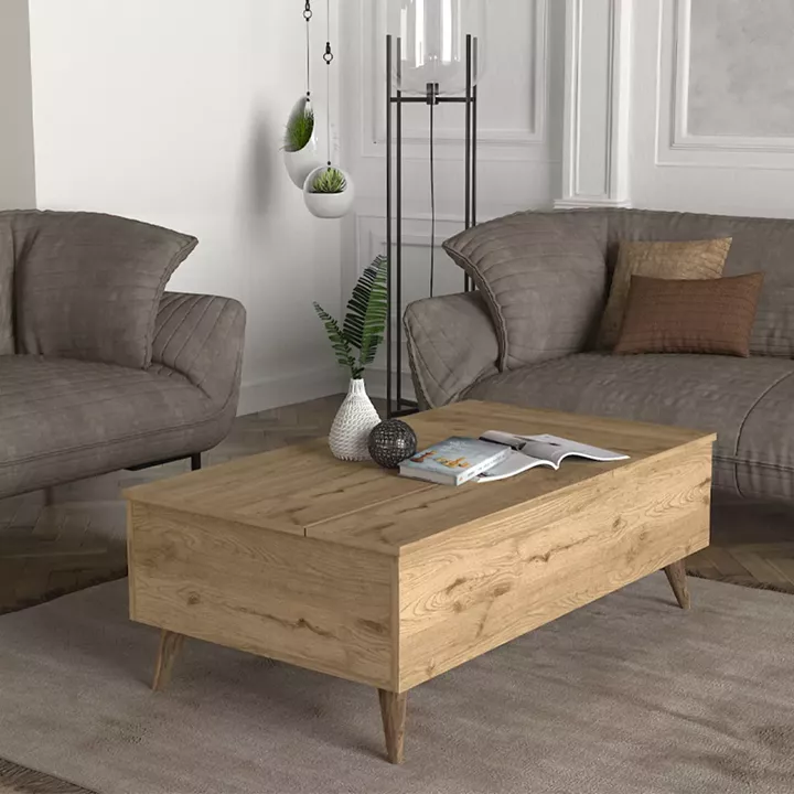 Τραπεζάκι σαλονιού Roy Megapap με σερβιτόρο χρώμα sepet oak 121x69x40εκ.