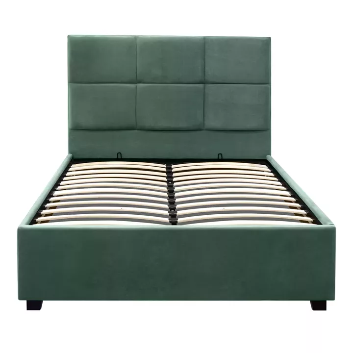 Κρεβάτι Kingston Megapap βελούδινο με αποθηκευτικό χώρο χρώμα κυπαρρισί 120x200εκ.