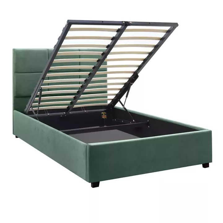 Κρεβάτι Kingston Megapap βελούδινο με αποθηκευτικό χώρο χρώμα κυπαρρισί 120x200εκ.