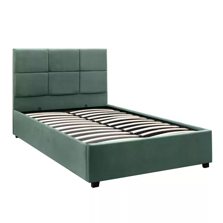 Κρεβάτι Kingston Megapap βελούδινο με αποθηκευτικό χώρο χρώμα κυπαρρισί 120x200εκ.