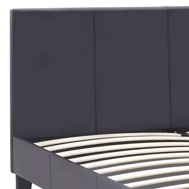 Κρεβάτι Flat Megapap από τεχνόδερμα χρώμα μαύρο ματ 160x200εκ.