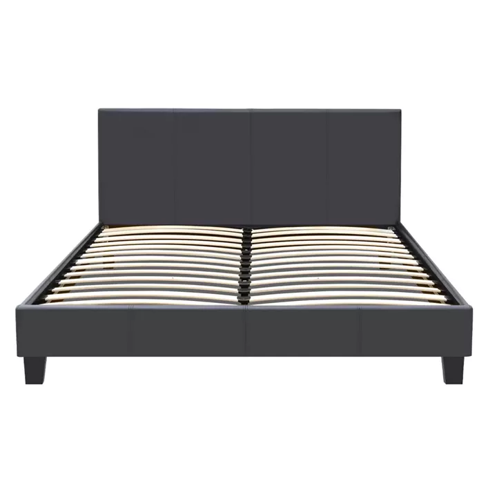 Κρεβάτι Flat Megapap από τεχνόδερμα χρώμα μαύρο ματ 160x200εκ.