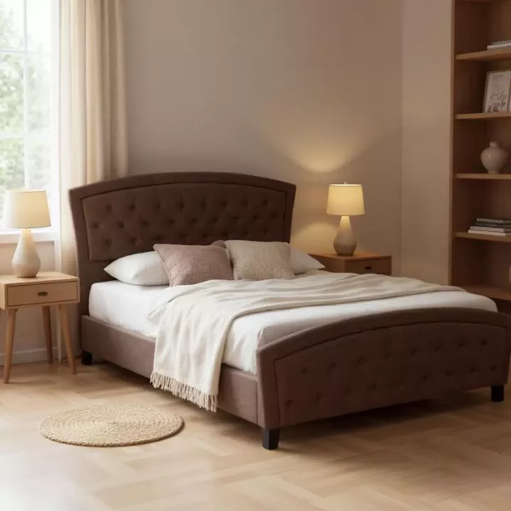 Κρεβάτι Alexia Megapap υφασμάτινο χρώμα καφέ 160x200εκ.