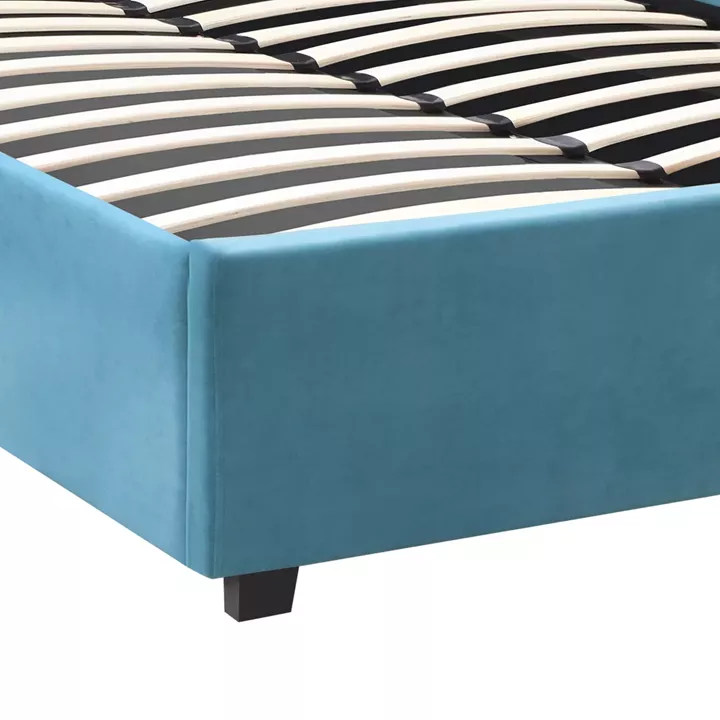 Κρεβάτι Kingston Megapap βελούδινο με αποθηκευτικό χώρο χρώμα γαλάζιο 120x200εκ.