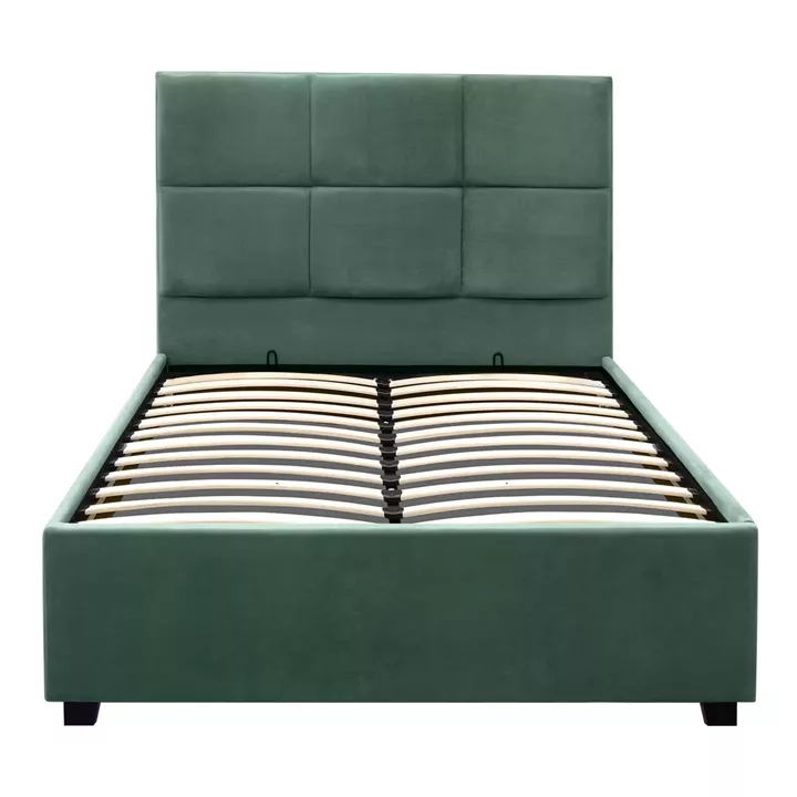 Κρεβάτι Kingston Megapap βελούδινο με αποθηκευτικό χώρο χρώμα κυπαρρισί 100x200εκ.