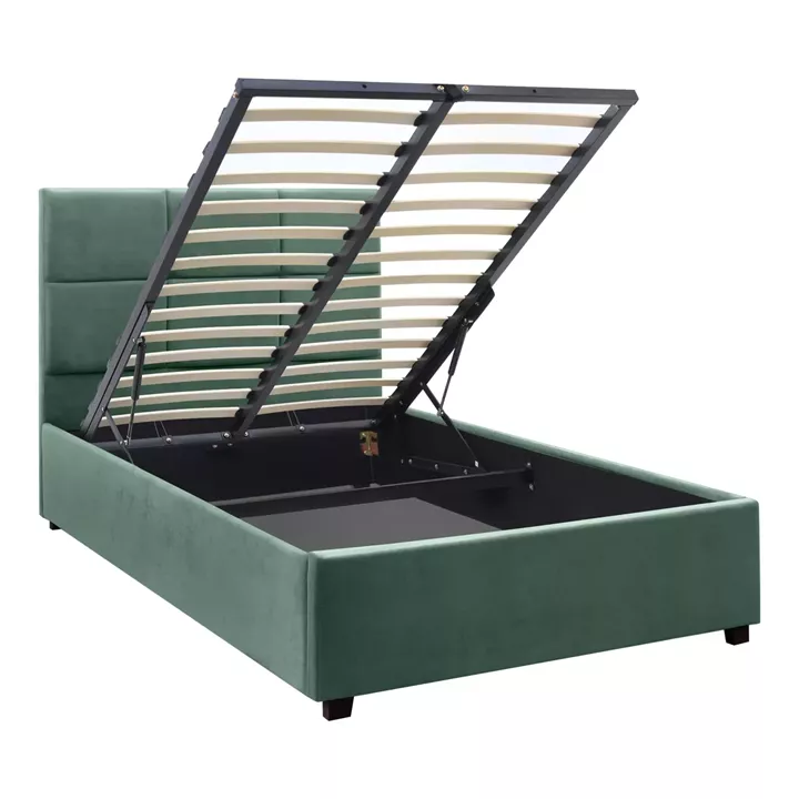 Κρεβάτι Kingston Megapap βελούδινο με αποθηκευτικό χώρο χρώμα κυπαρρισί 100x200εκ.