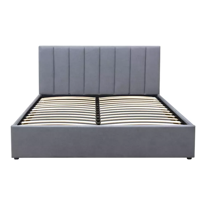 Κρεβάτι Renata Megapap υφασμάτινο με αποθηκευτικό χώρο χρώμα γκρι 160x200εκ.