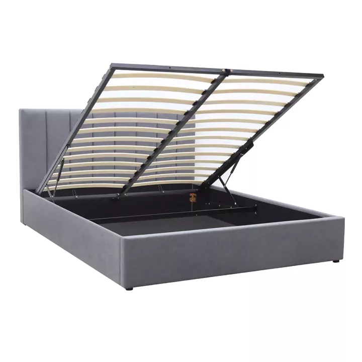 Κρεβάτι Renata Megapap υφασμάτινο με αποθηκευτικό χώρο χρώμα γκρι 160x200εκ.