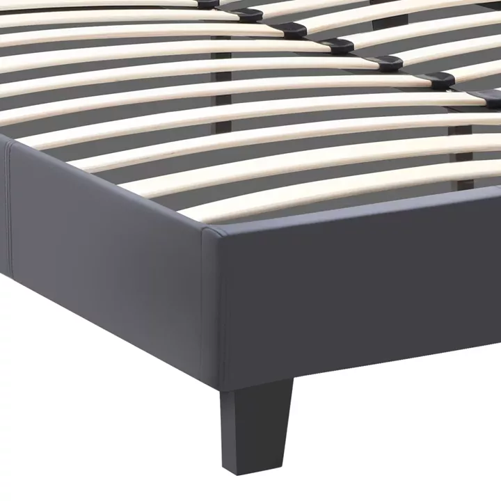 Κρεβάτι Flat Megapap από τεχνόδερμα χρώμα μαύρο ματ 140x190εκ.