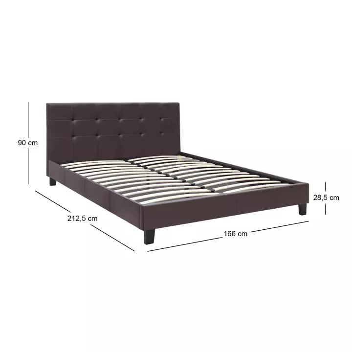 Κρεβάτι Sissy Megapap από τεχνόδερμα χρώμα καφέ 160x200εκ.