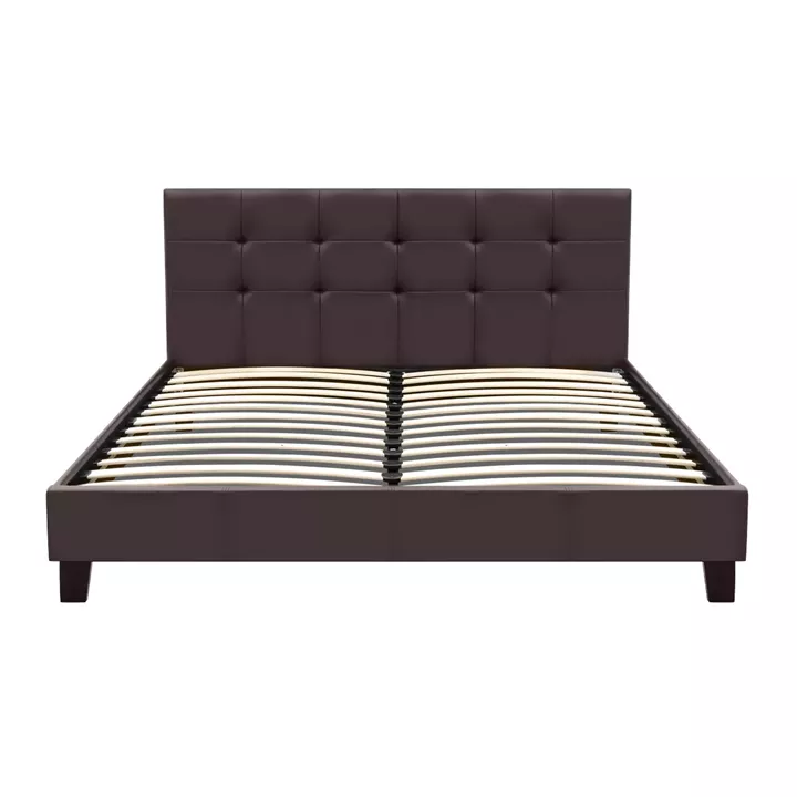 Κρεβάτι Sissy Megapap από τεχνόδερμα χρώμα καφέ 160x200εκ.