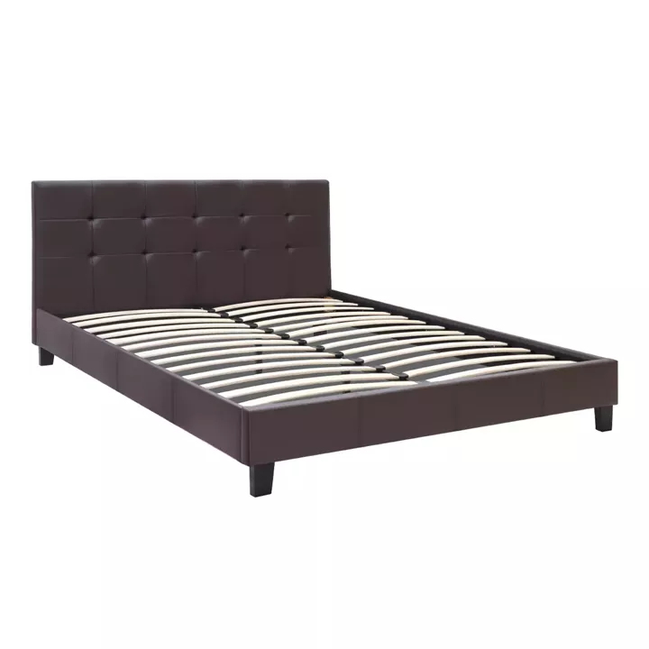 Κρεβάτι Sissy Megapap από τεχνόδερμα χρώμα καφέ 160x200εκ.