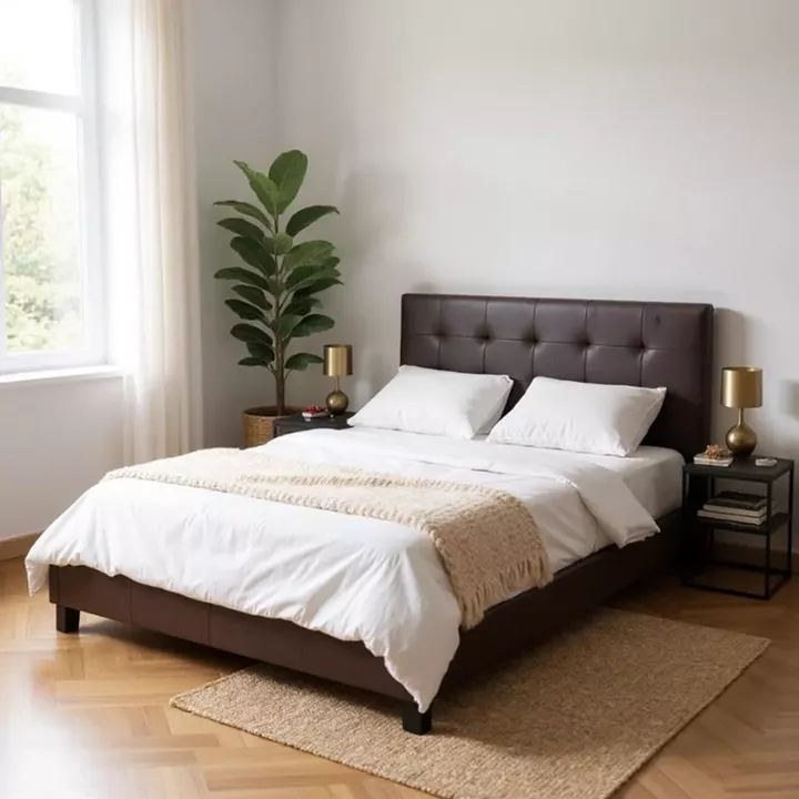 Κρεβάτι Sissy Megapap από τεχνόδερμα χρώμα καφέ 160x200εκ.