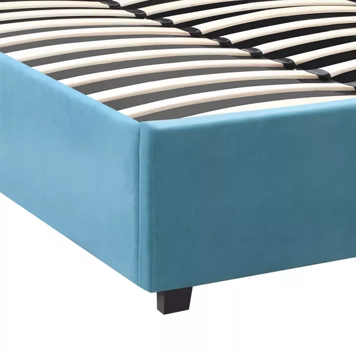 Κρεβάτι Kingston Megapap βελούδινο με αποθηκευτικό χώρο χρώμα γαλάζιο 100x200εκ.