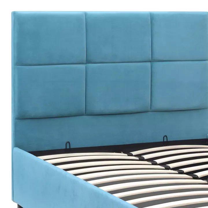 Κρεβάτι Kingston Megapap βελούδινο με αποθηκευτικό χώρο χρώμα γαλάζιο 100x200εκ.