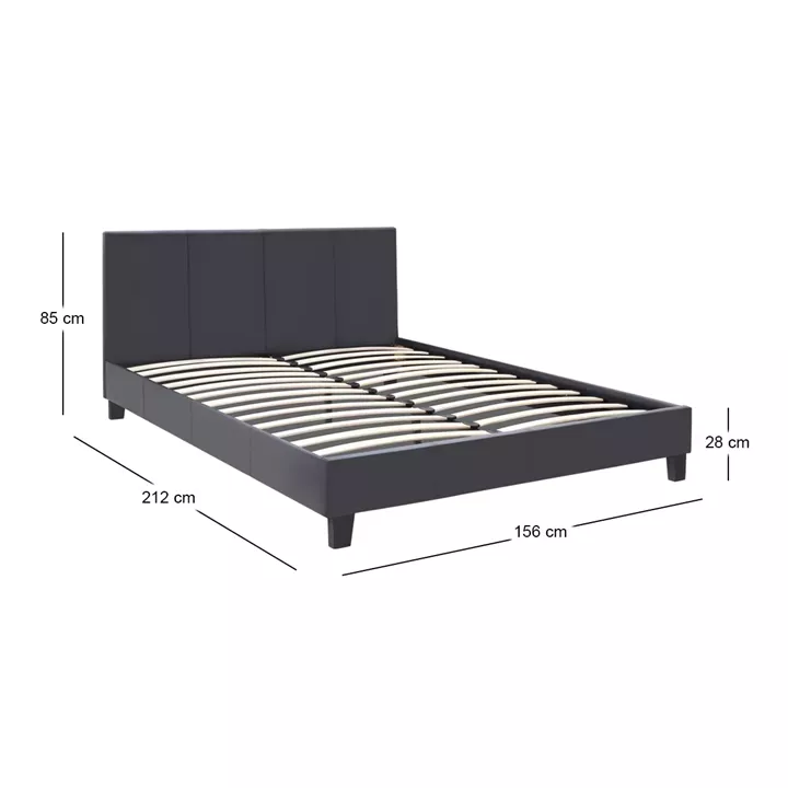 Κρεβάτι Flat Megapap από τεχνόδερμα χρώμα μαύρο ματ 150x200εκ.