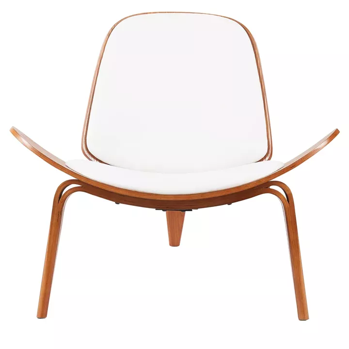 Πολυθρόνα ArteLibre THALOR Λευκό/Καφέ Ξύλο/PU 90x76.5x74.5cm