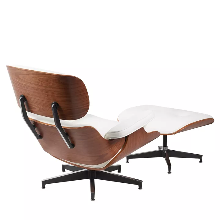 Πολυθρόνα Relax ArteLibre MIREN Με Υποπόδιο Λευκό/Καφέ Ξύλο/PU 82x92x78cm