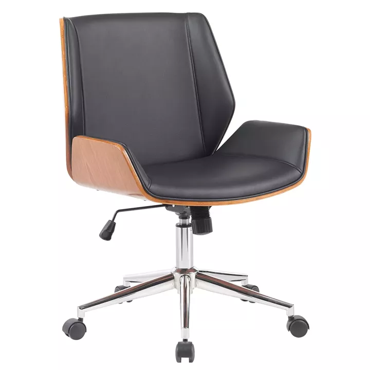 Καρέκλα Γραφείου ArteLibre ZAREK Μαύρο/Καφέ Ξύλο/PU/Αλουμίνιο 61x66.5x88.5-98m