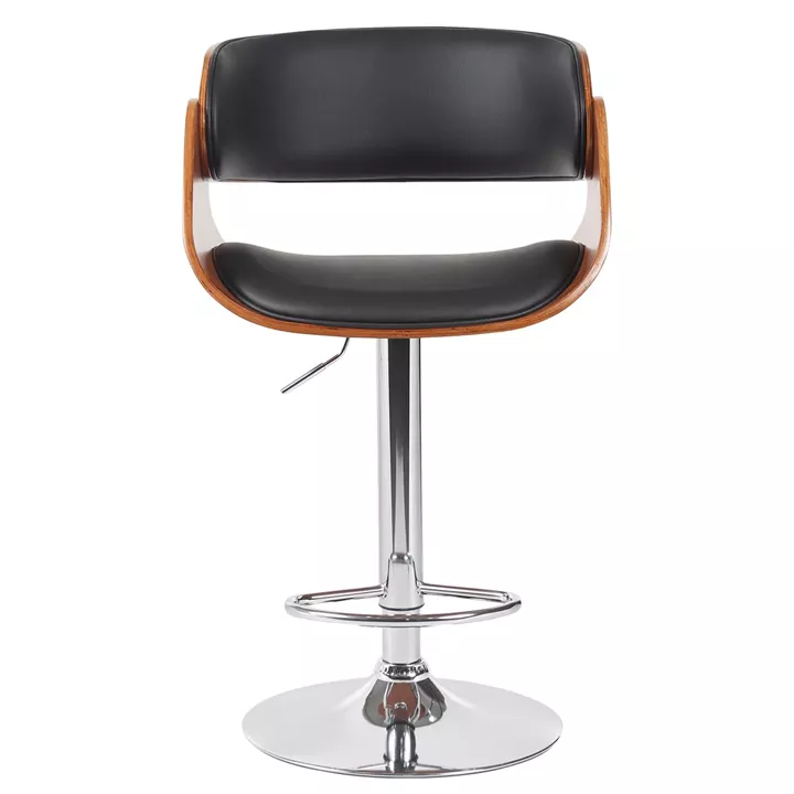 Σκαμπό Bar ArteLibre VORIAN Μαύρο/Καφέ Ξύλο/PU/Αλουμίνιο 52x55x87-108cm