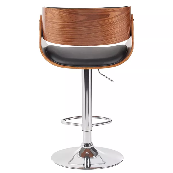 Σκαμπό Bar ArteLibre VORIAN Μαύρο/Καφέ Ξύλο/PU/Αλουμίνιο 52x55x87-108cm