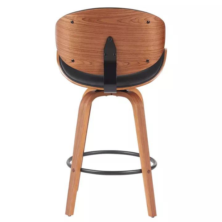 Σκαμπό Bar ArteLibre LYRIAN Μαύρο/Καφέ Ξύλο/PU 52x55x107cm