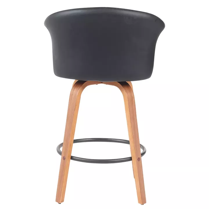 Σκαμπό Bar ArteLibre CASSIAN Μαύρο/Καφέ Ξύλο/PU 50x50x103cm