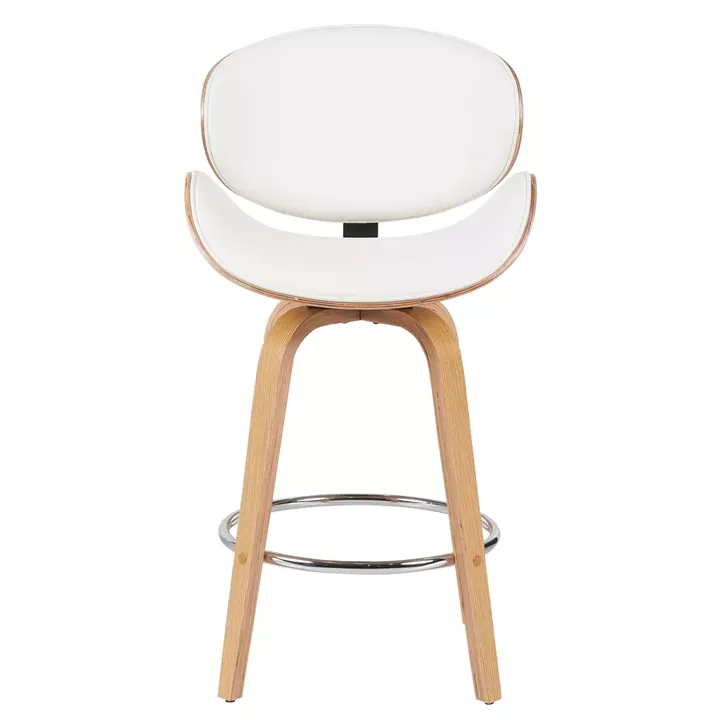 Σκαμπό Bar ArteLibre LYRIAN Λευκό/Φυσικό Ξύλο/PU 52x55x107cm