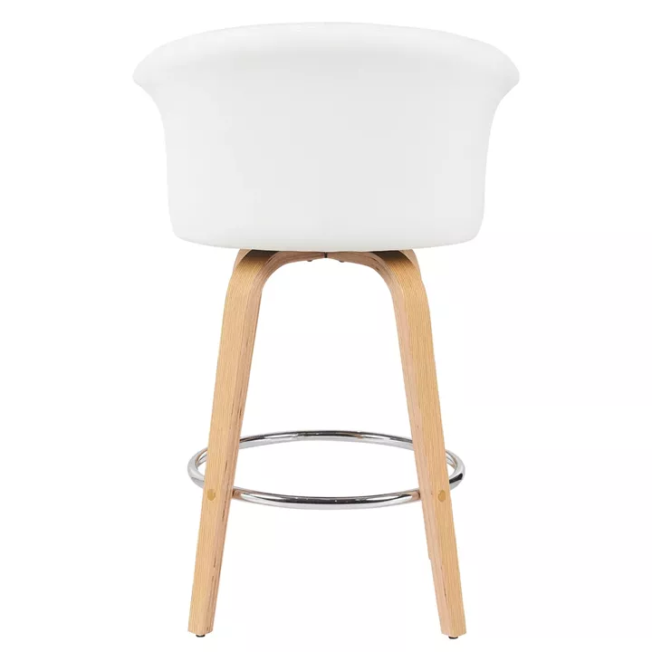 Σκαμπό Bar ArteLibre CASSIAN Λευκό/Φυσικό Ξύλο/PU 50x50x103cm