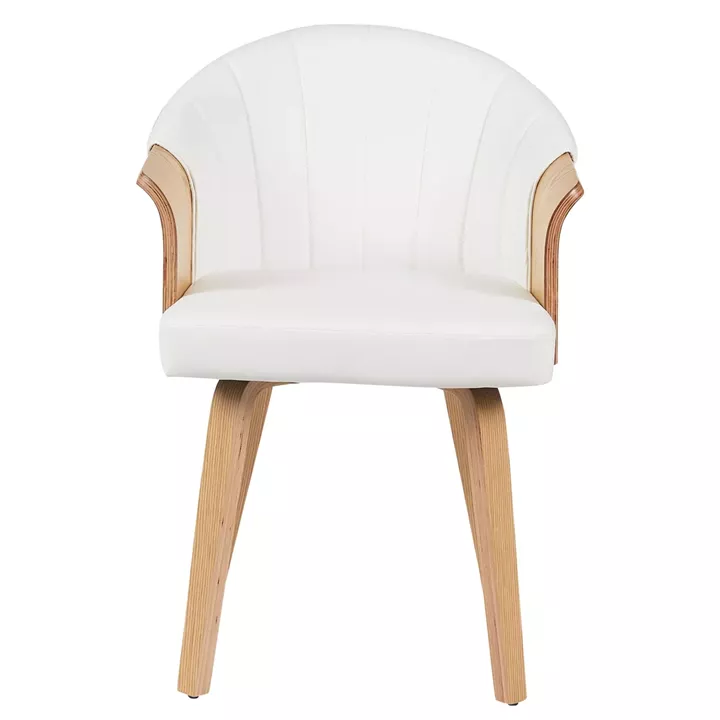 Καρέκλα Τραπεζαρίας ArteLibre CASSIAN Λευκό/Φυσικό Ξύλο/PU 55x58x78cm